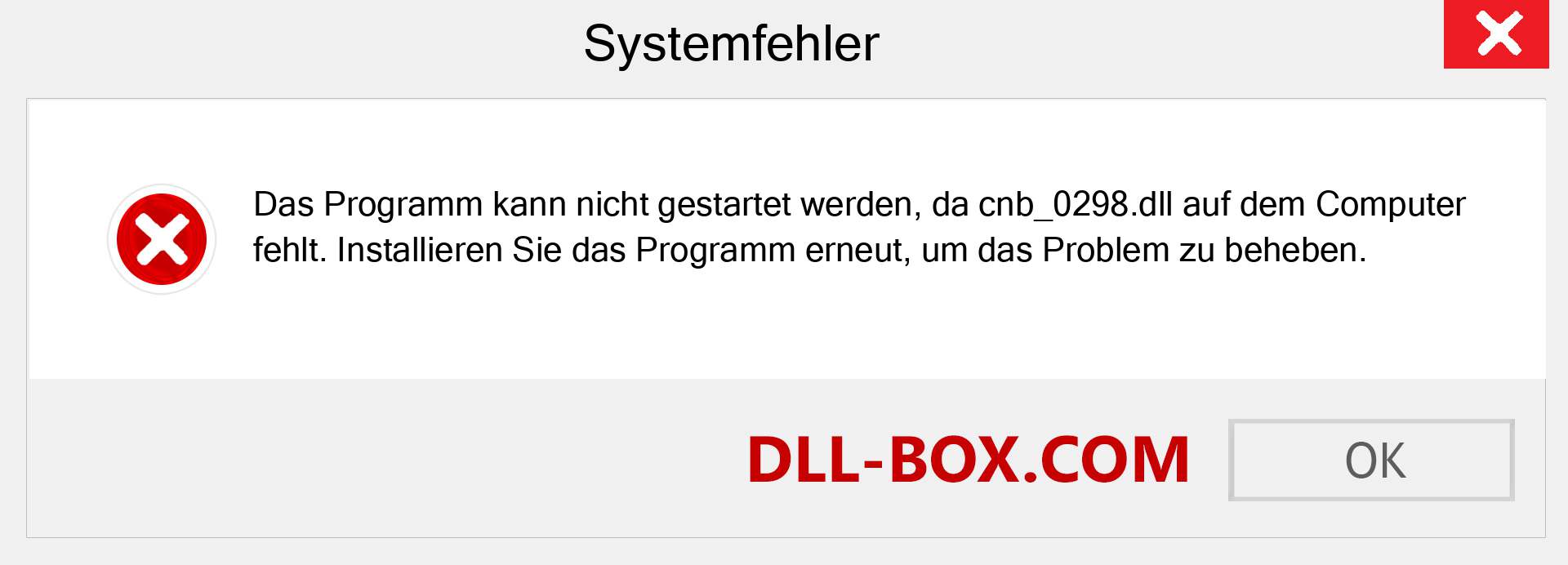 cnb_0298.dll-Datei fehlt?. Download für Windows 7, 8, 10 - Fix cnb_0298 dll Missing Error unter Windows, Fotos, Bildern