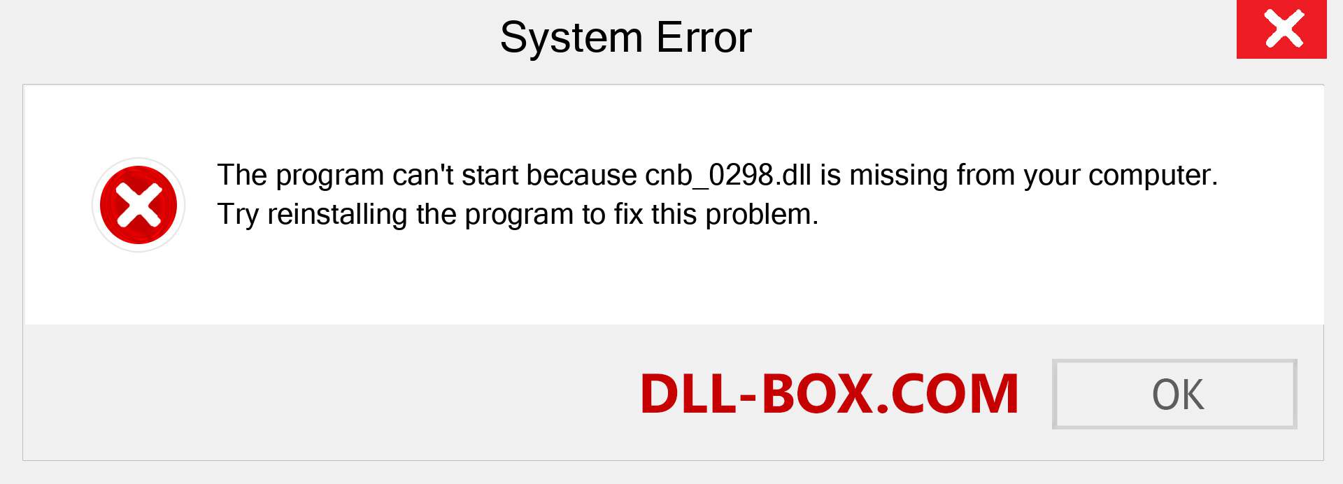  cnb_0298.dll file is missing?. Download for Windows 7, 8, 10 - Fix  cnb_0298 dll Missing Error on Windows, photos, images