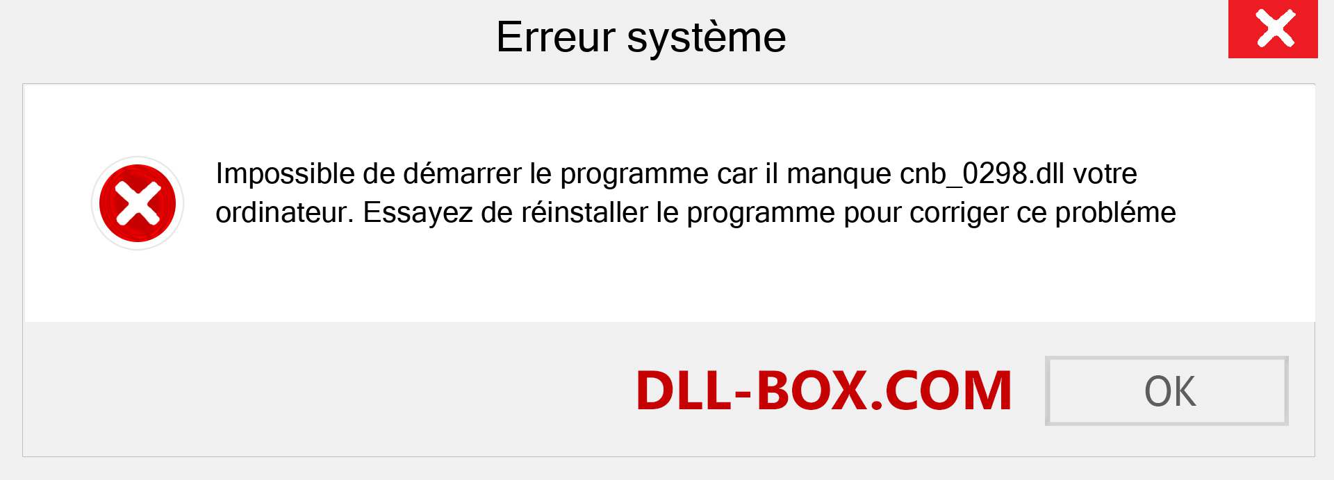 Le fichier cnb_0298.dll est manquant ?. Télécharger pour Windows 7, 8, 10 - Correction de l'erreur manquante cnb_0298 dll sur Windows, photos, images